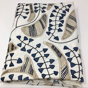 Embroidered Stitched Arrow Leaf Vine Ethnic Fabric Swatch